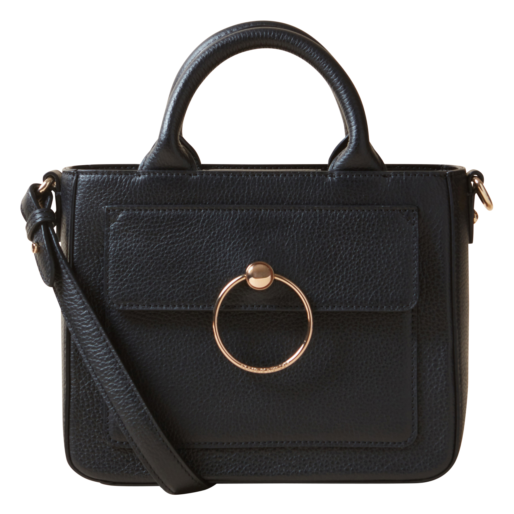 Sac bandoulière en cuir grainé | Noir