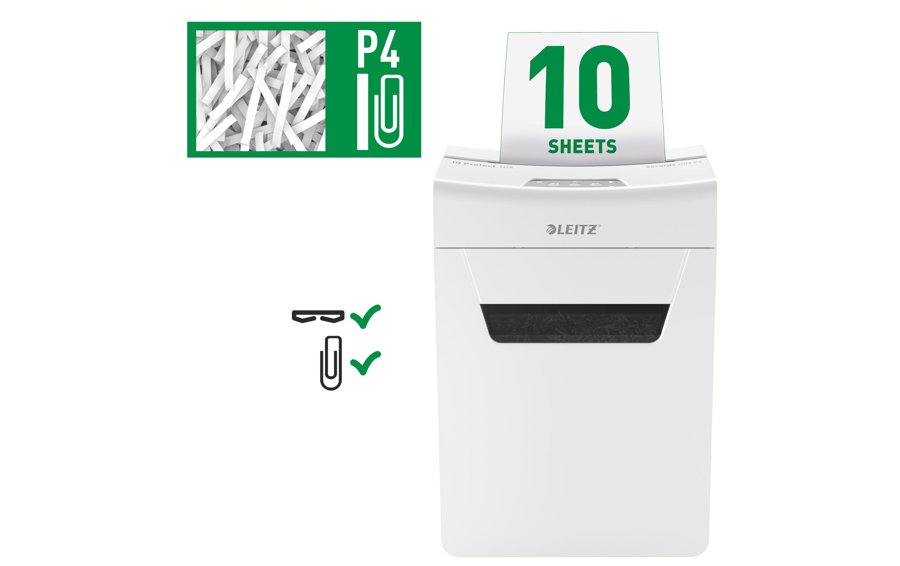 Aktenvernichter IQ Protect Premium 10X , P-4, 10 Blatt<br>Manueller Dokumentenvernichter mit Partikelschnitt für die sichere Vernichtung vertraulicher Unterlagen