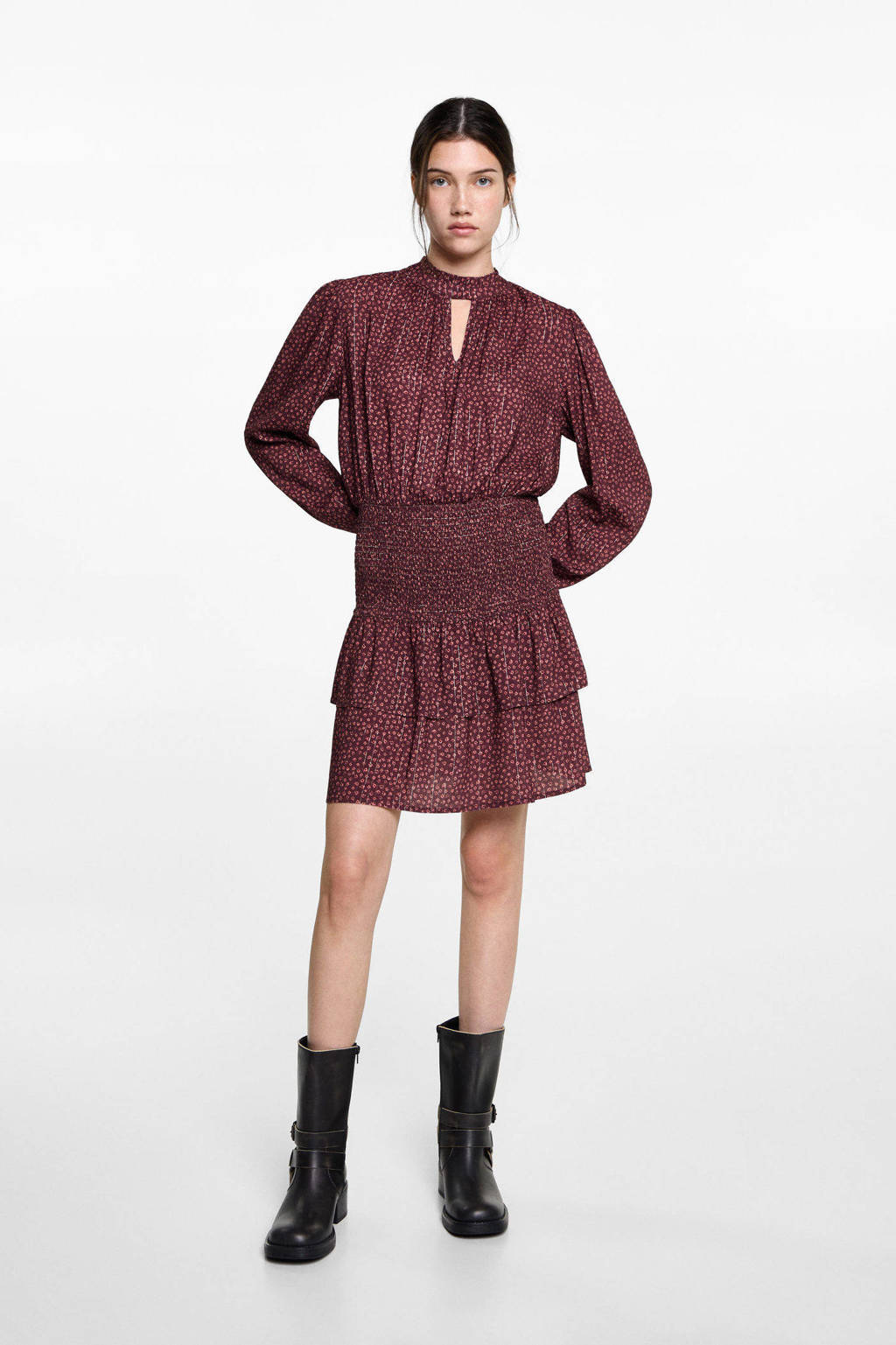 MANGO TEEN midi jurk donkerrood