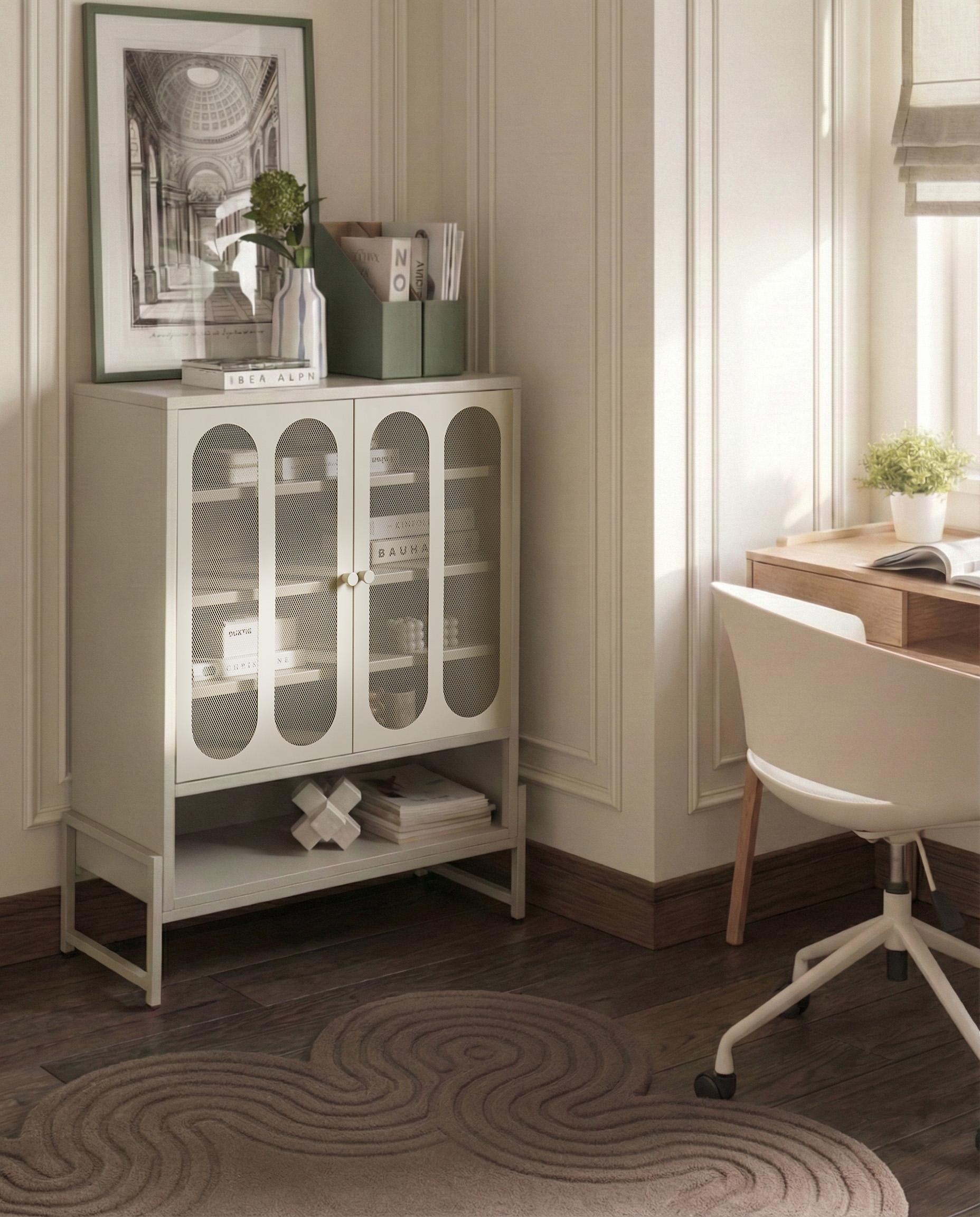 Dressoir met 2 deuren SOLETTA Metaal Beige