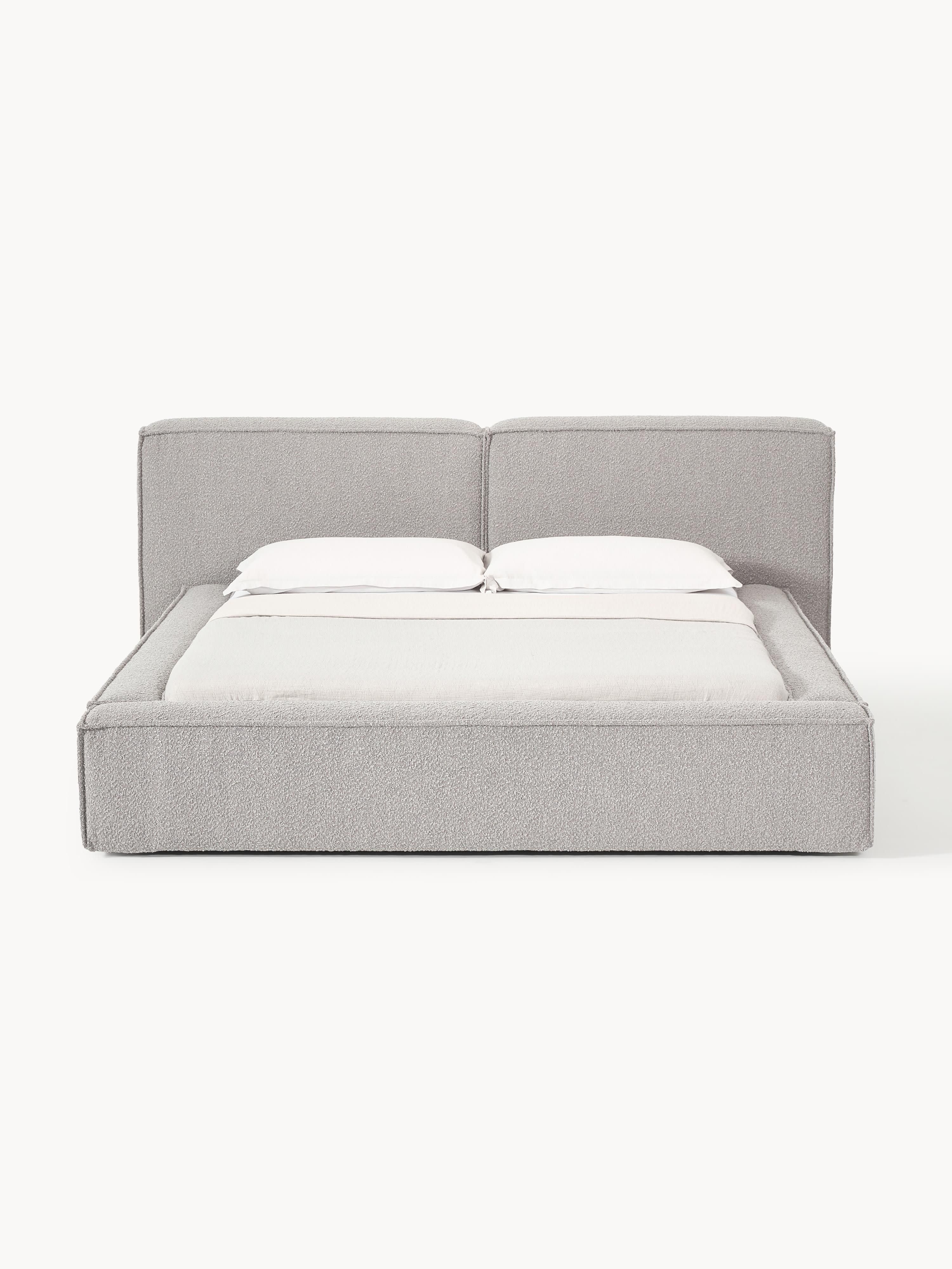 Bouclé gestoffeerd bed Lennon met opbergruimte