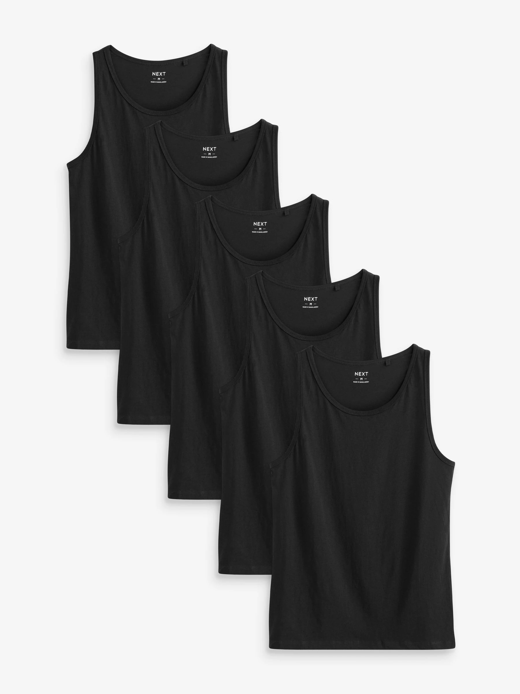 Zwart - Set van 5 100% katoenen hemden met laagjes