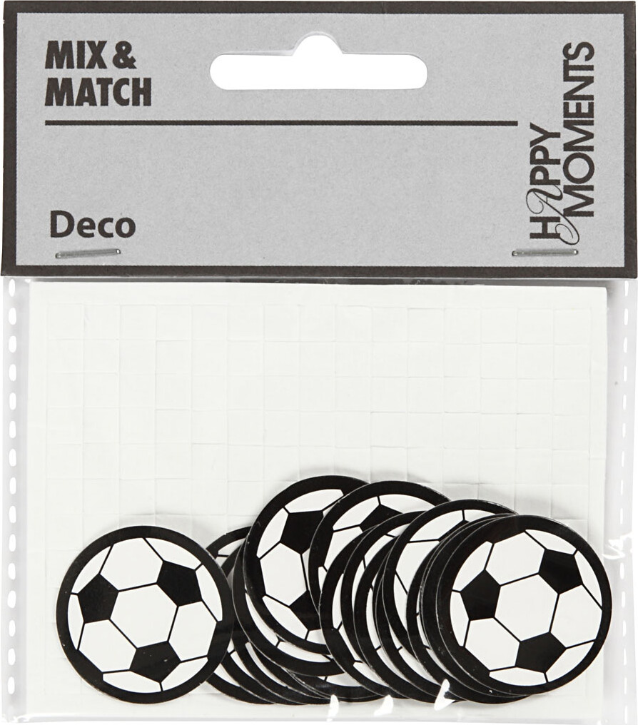 Kartonmærkat - Fodbold - Ø 25 MM - Hvid/Sort - 20 Stk
