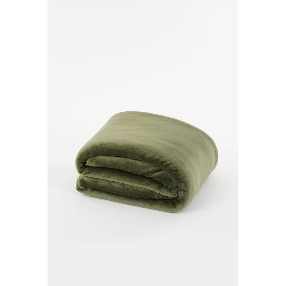Mica Decorations Bronte Fleece Plaid - L200 x B150 cm - Donkergroen