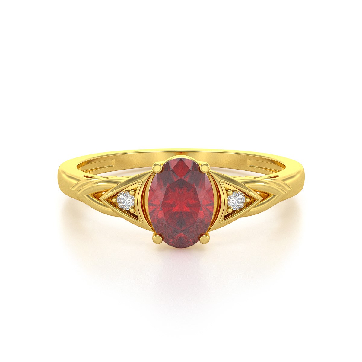 Bague ADEN Or 585 Jaune Rubis et diamants 2grs