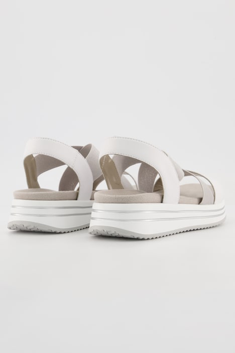 Remonte Leder-Sandalen, Elastikriemen, Metallic-Look, Weite H