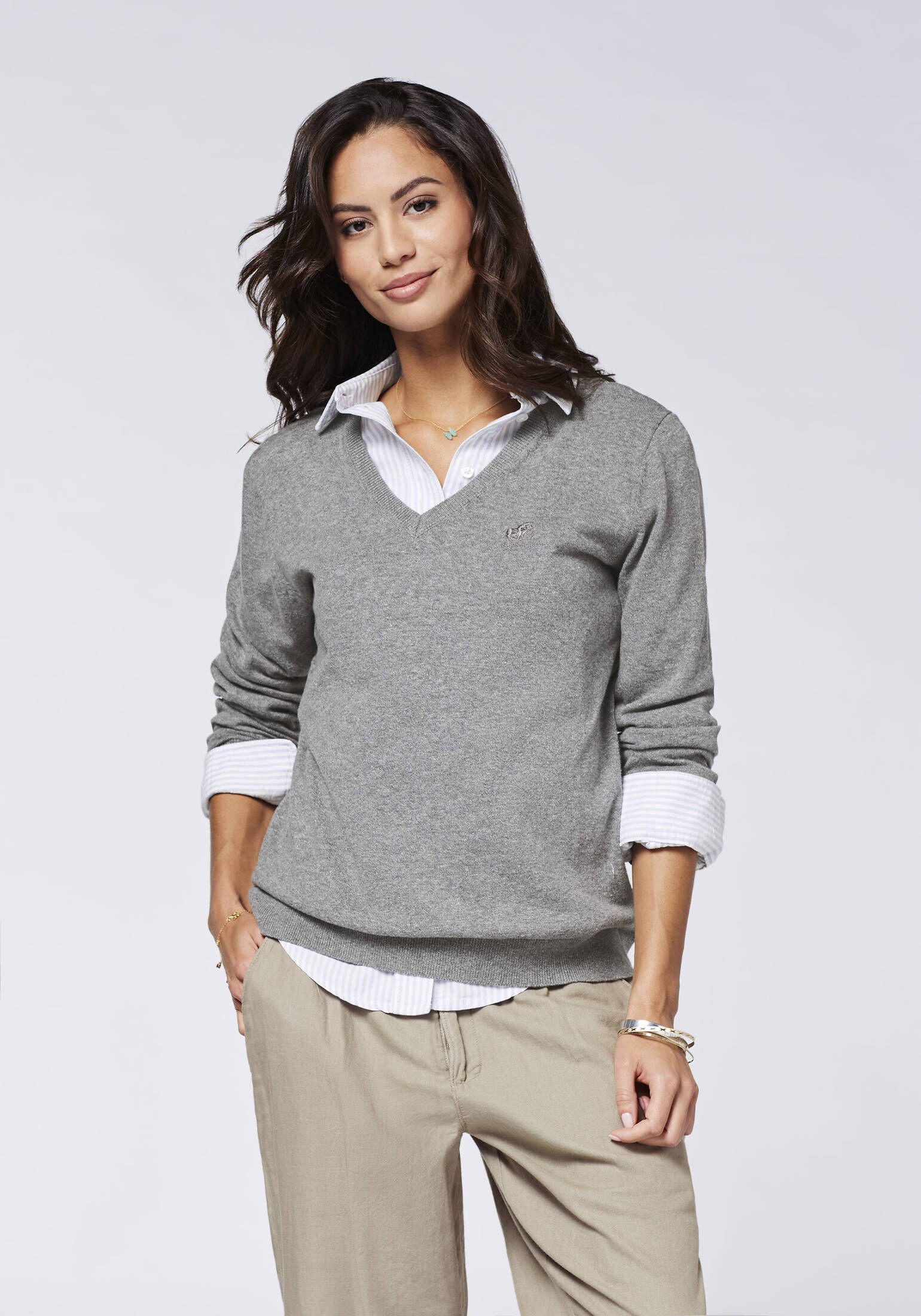 Polo Sylt| Damen Pullover mit Streifen und Logo-Stickerei