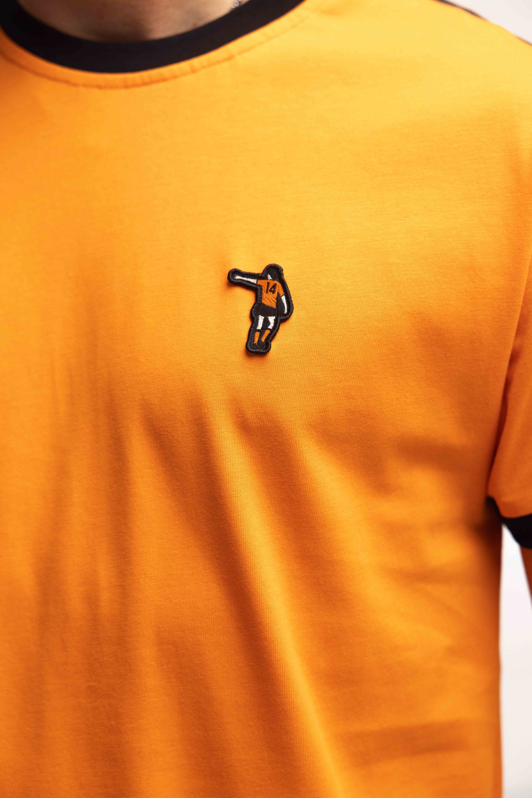 Cruyff Dos Rayas Ringer T-Shirt Heren Oranje