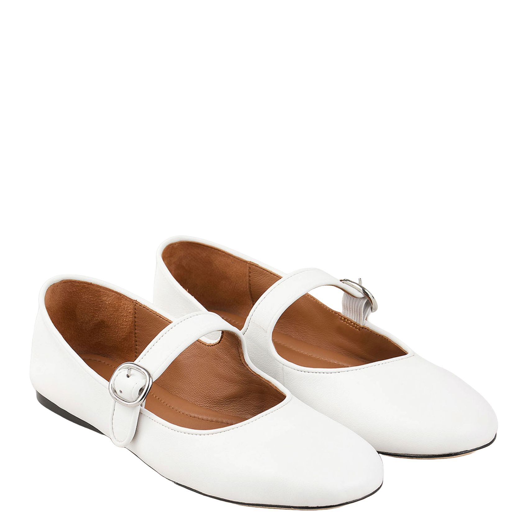 Ballerines en cuir brillant | Blanc