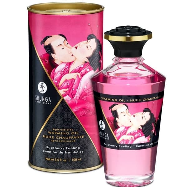 Shunga - Varmeeffekt Massasjeolje Intens bringebærsmak 100 Ml