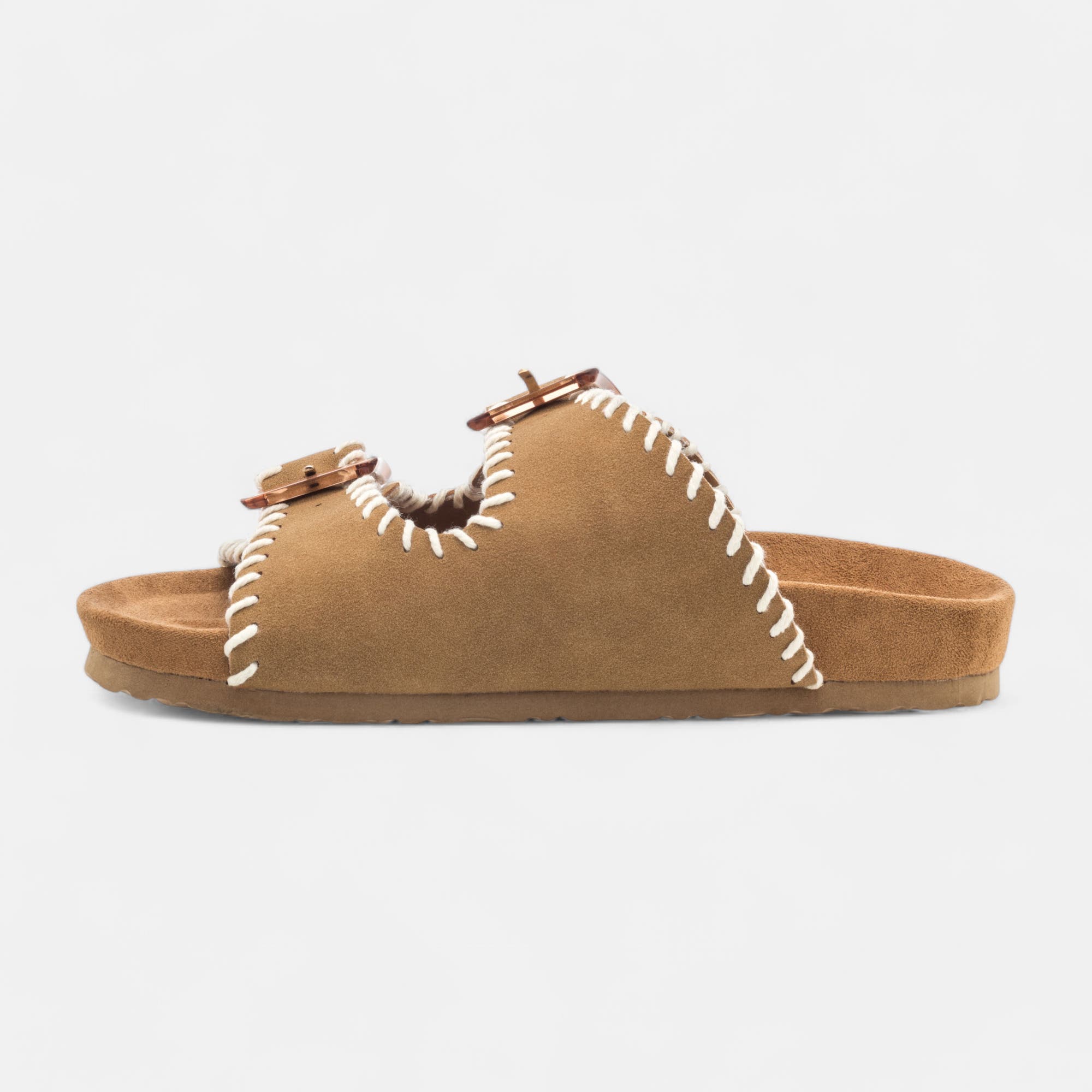 Mules semelle liège Femme taupe