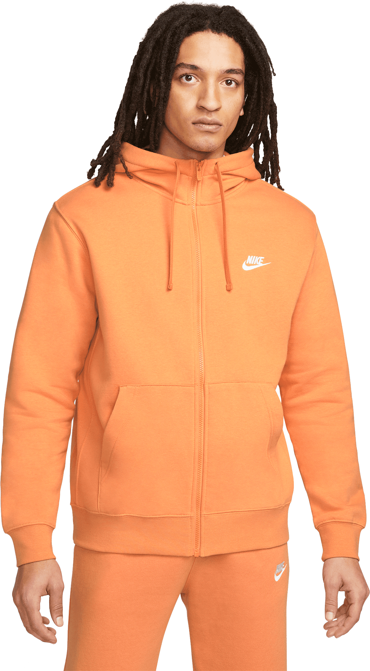 Nike Club Fleece Kapuzenjacke Tall Orange F808