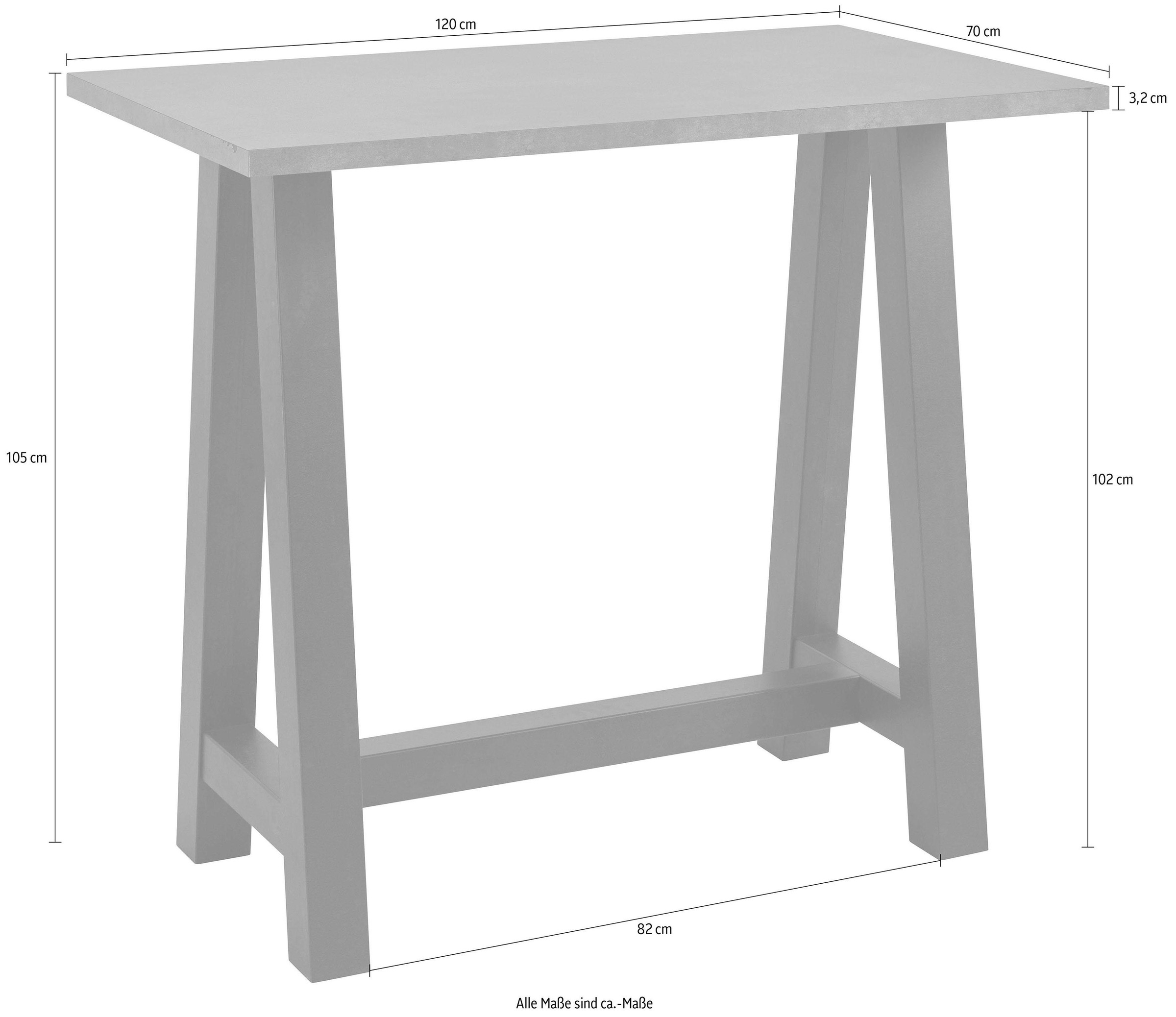 Mäusbacher Bartisch Gestell in A-Form (Breite 120, 140  oder 160 cm)