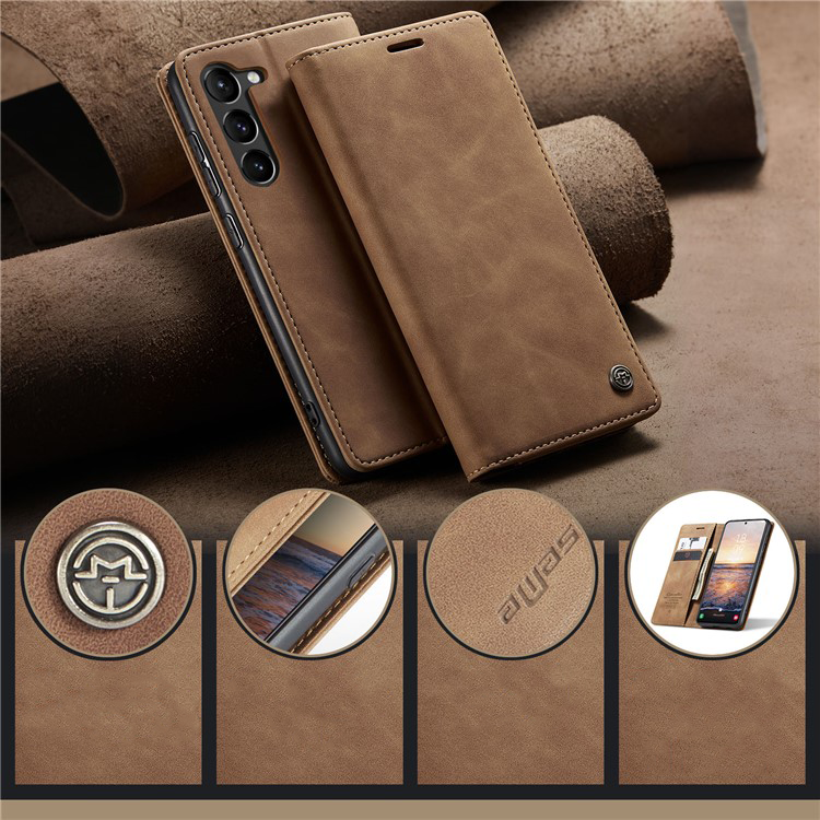 Samsung Galaxy S24 Leder Tasche Flip Wallet Etui mit Kartenfächern - Braun