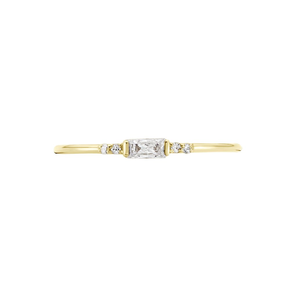 Bague Solitaire Or Jaune Sentimentale Oxyde De Zirconium