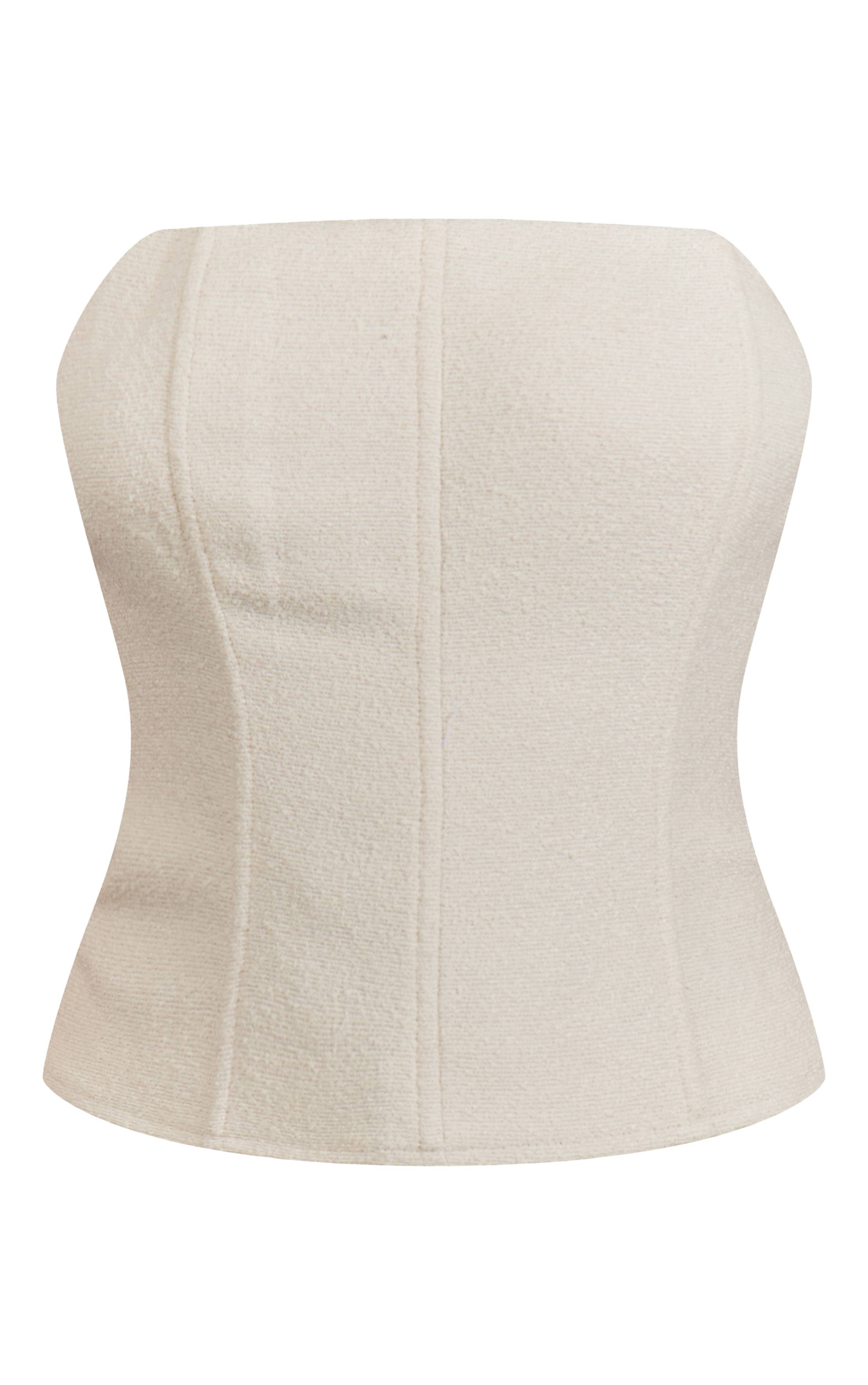 Blanc Corset À Baleines En Bouclé