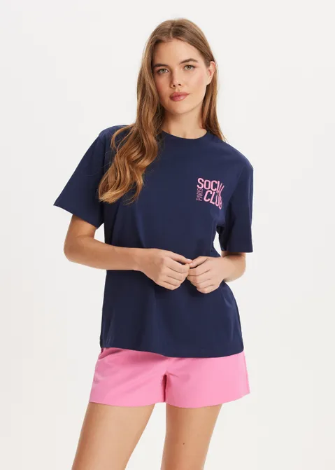 T-shirt met print social club blauw (BLW.D)