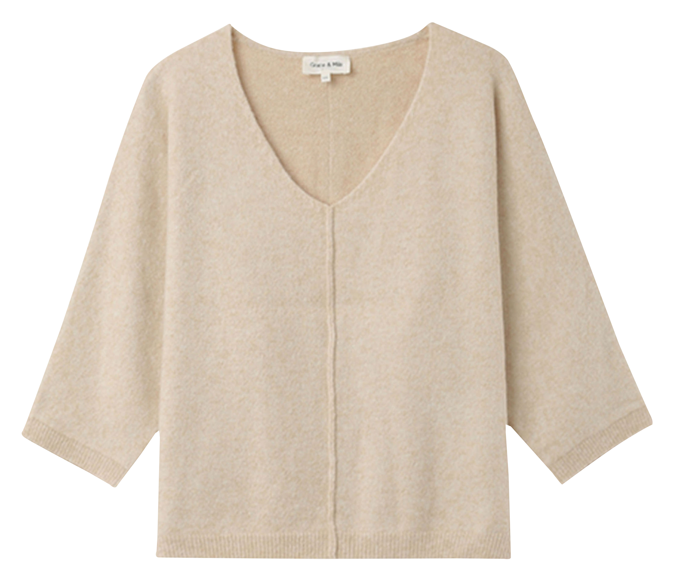 NADIR - Pull col V ample en maille | Beige