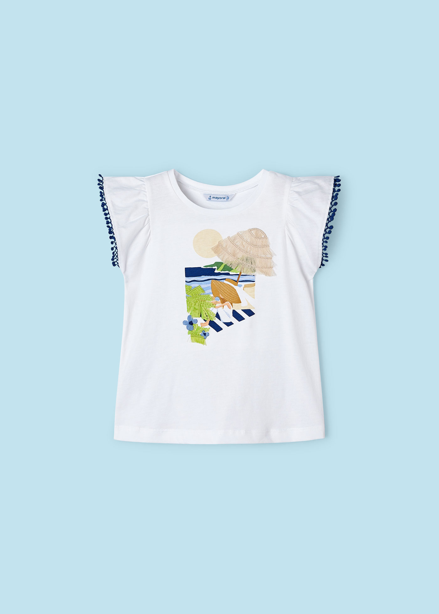 Camiseta Better Cotton com apliques para meninas, Branco-Jade