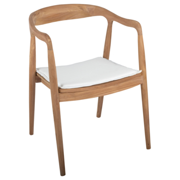 Caddo eetkamerstoel Lasse natural bruin teak hout met armleuning