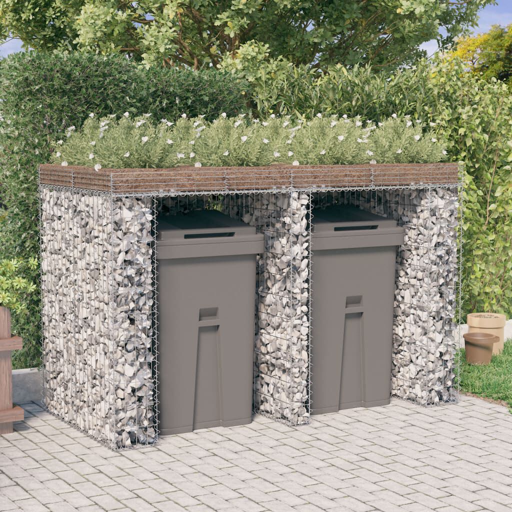 vidaXL Gabionomheining voor afvalbak, 192x91x120 cm