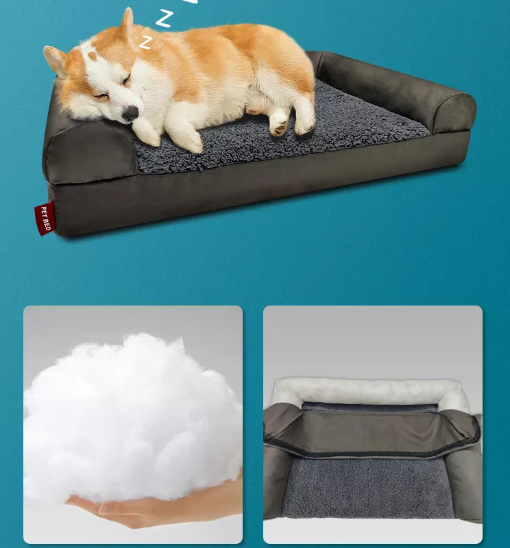 (90x70cm) Memory Foam Hunde Bett Ergonomisches Hundesofa Weiches Haustier Kissen - Braun / Grau