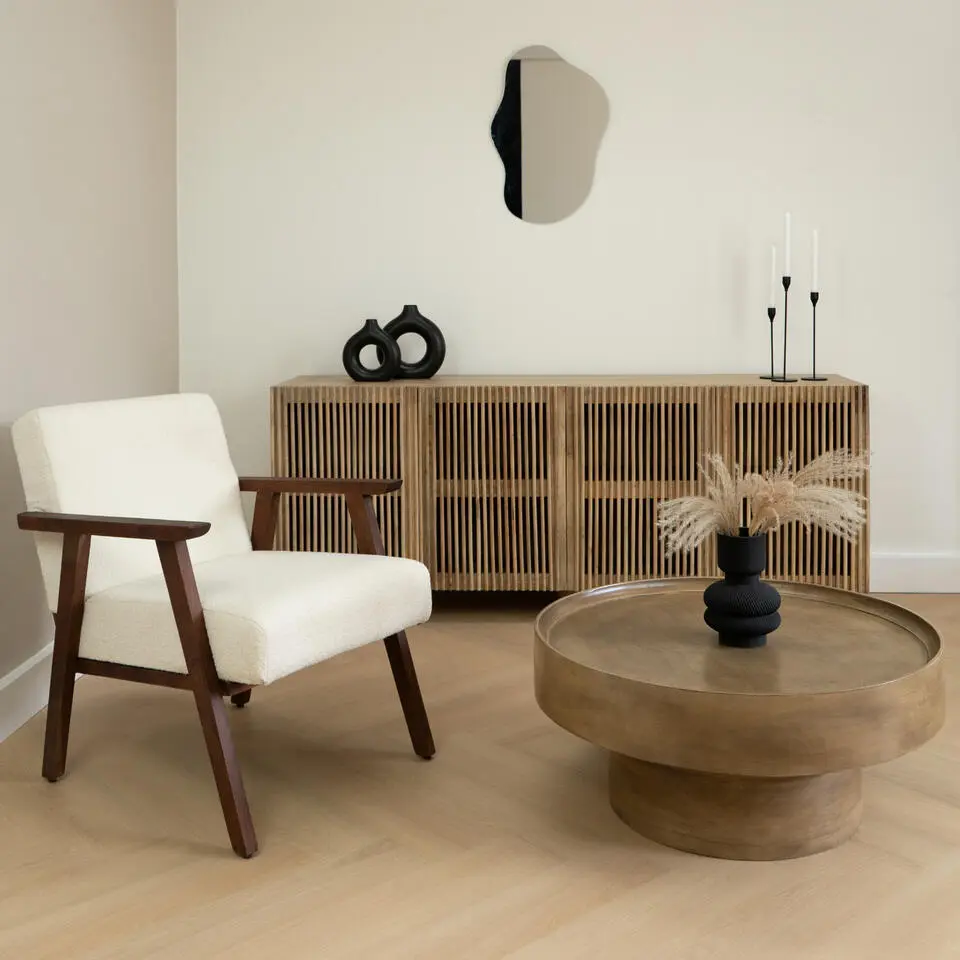 Lewis & Loft Salontafel Luus - FSC® mangohout - Rond ⌀80 cm - Bruin