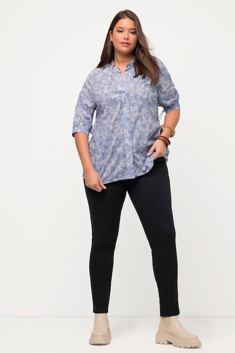 Bluse, A-Linie, Rundhals, 3/4-Arm, Biobaumwolle