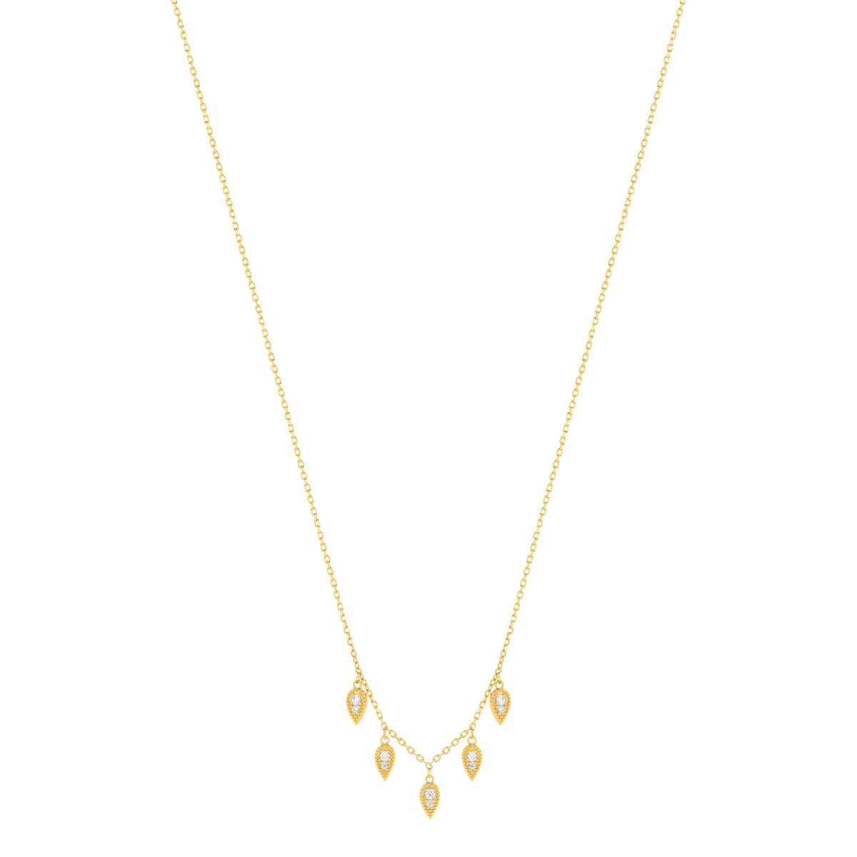 Collier plaqué or zirconias 45 cm motif goutte