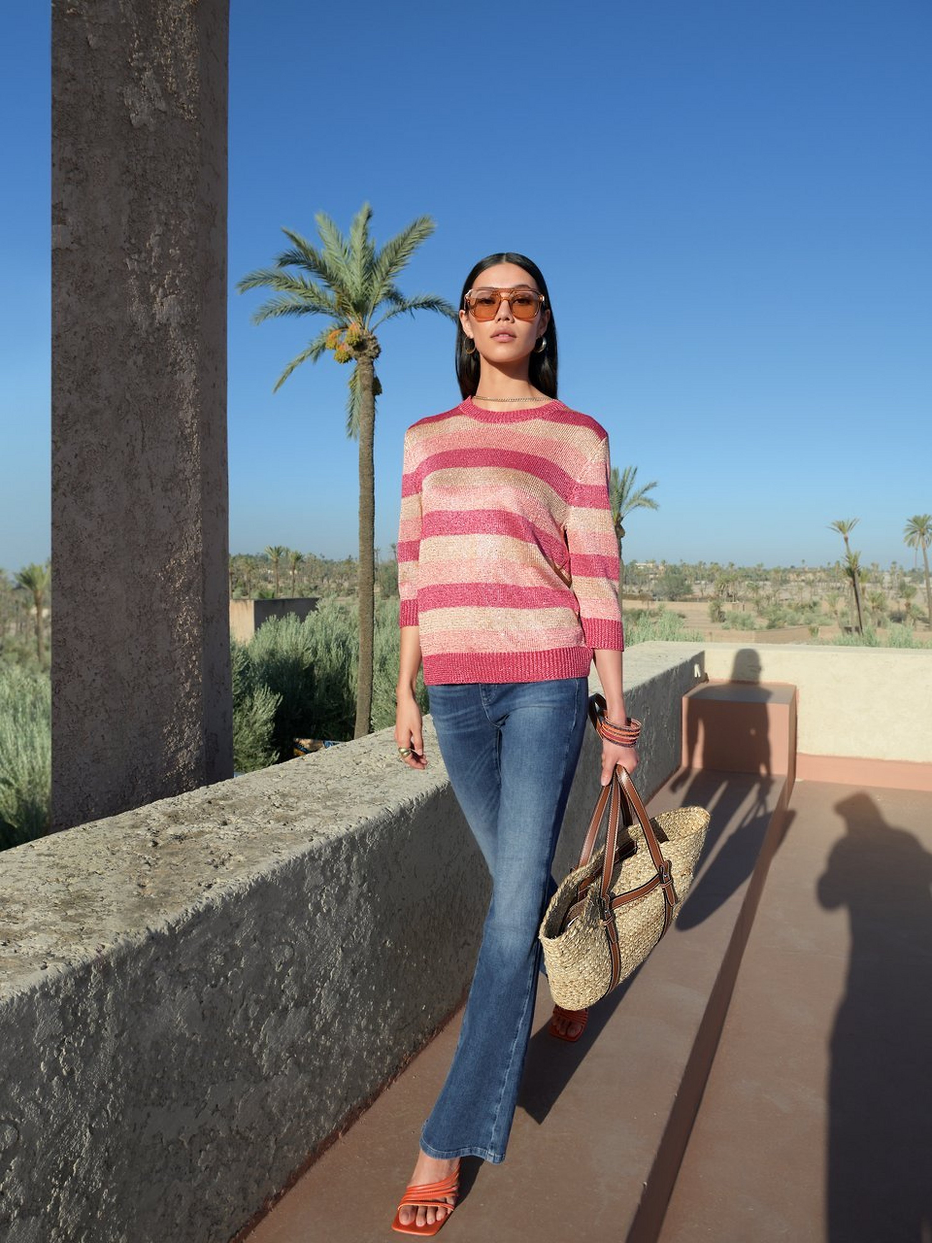 Rundhals-Pullover mit 3/4-Arm