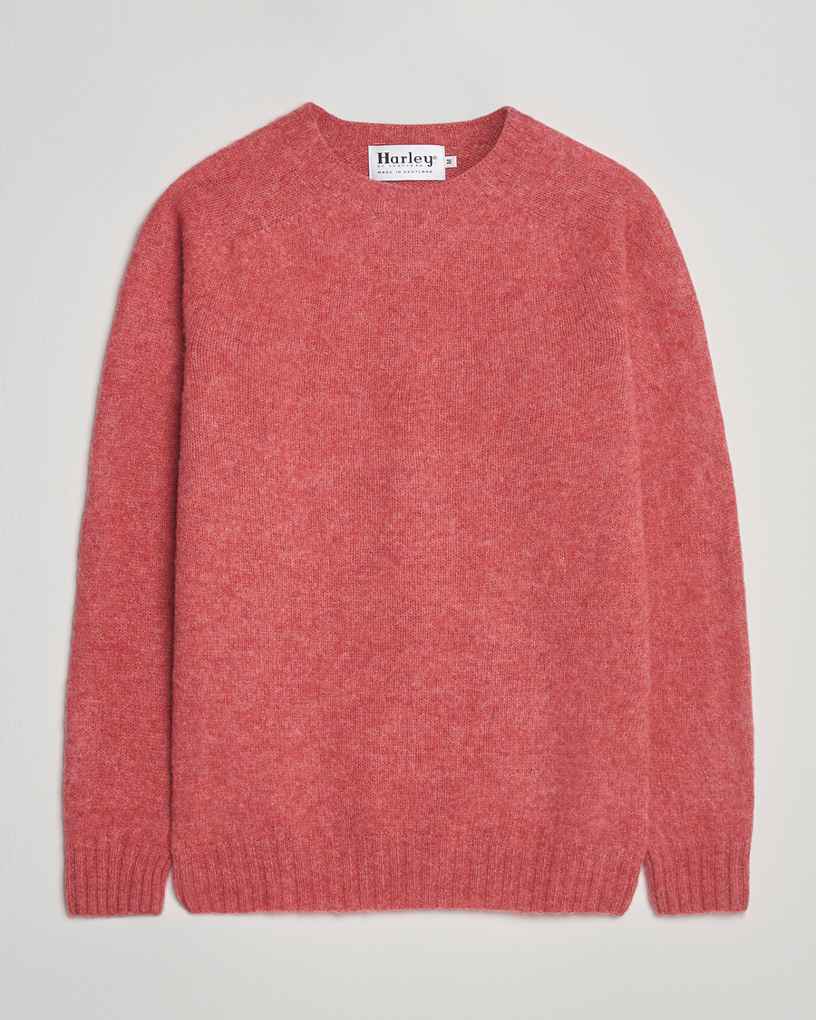 Harley Of Scotland Brushed Supersoft Lambswool Crewneck Tea Rose