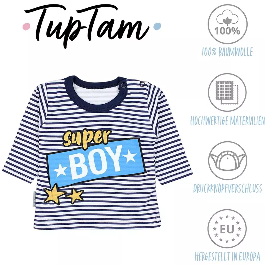 TupTam Baby Jungen Langarmshirt 5er Set weißgrau