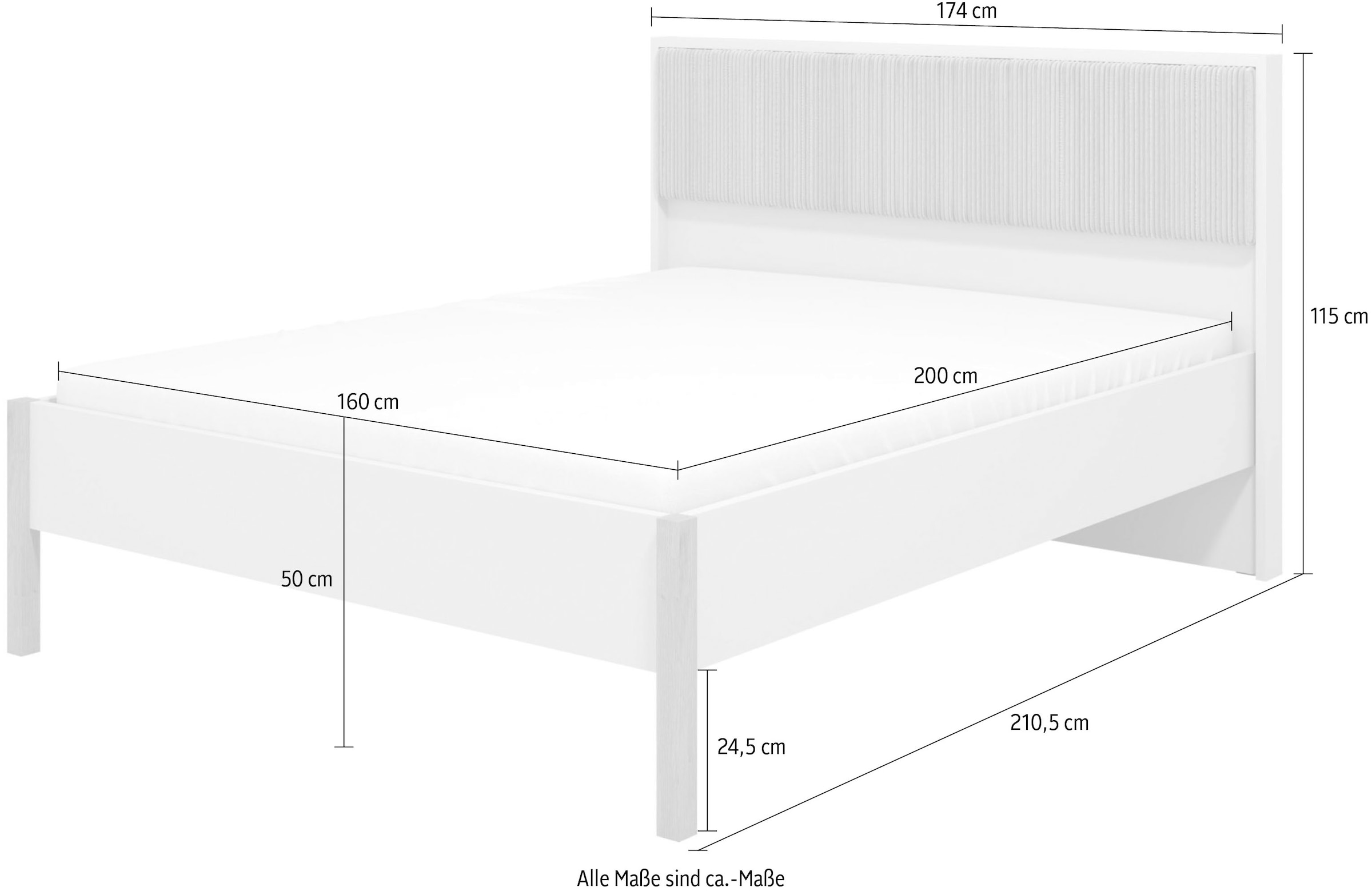 Home affaire Bett »Belfort Bett, mit gepolstertem Kopfteil, bezogen mit weichem Cordstoff« 160 oder 180x200cm, FSC®-zertifiziert, Trendfarbe cashmere