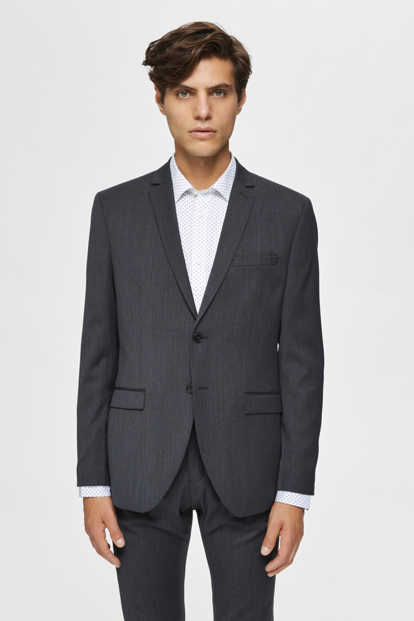 Blazer slim com lapelas - Cinza