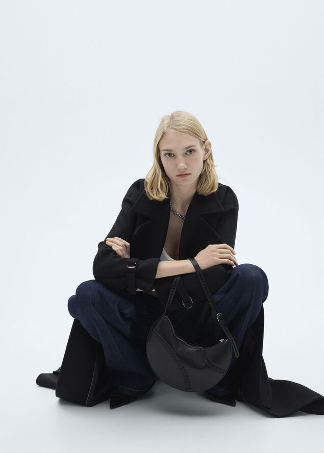 MANGO Maxi lapel Manteco wool coat Black