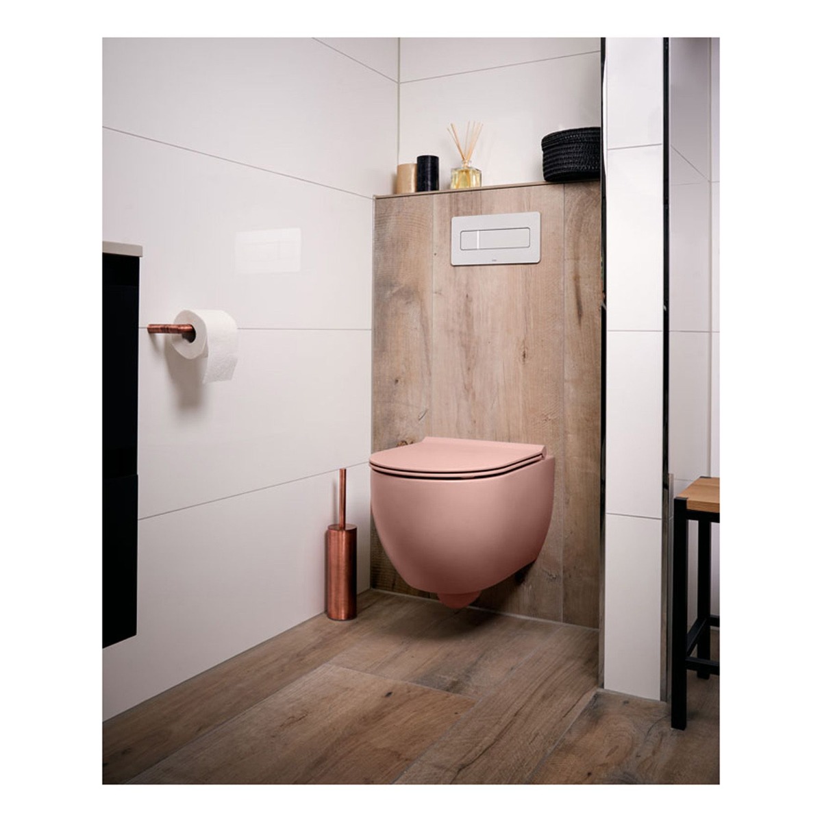 Xenz Gio randloos toilet 52cm met vortexspoeling roze mat