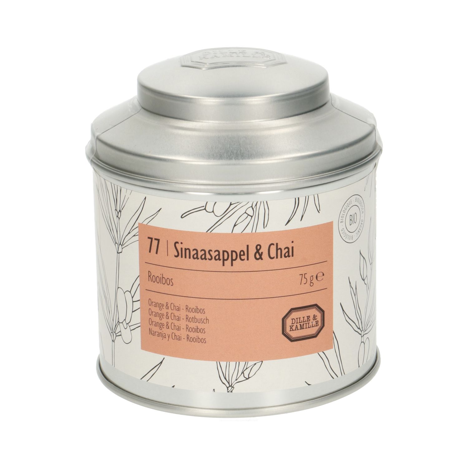 Sinaasappel & Chai, biologisch, rooibos, blik, 75 gram