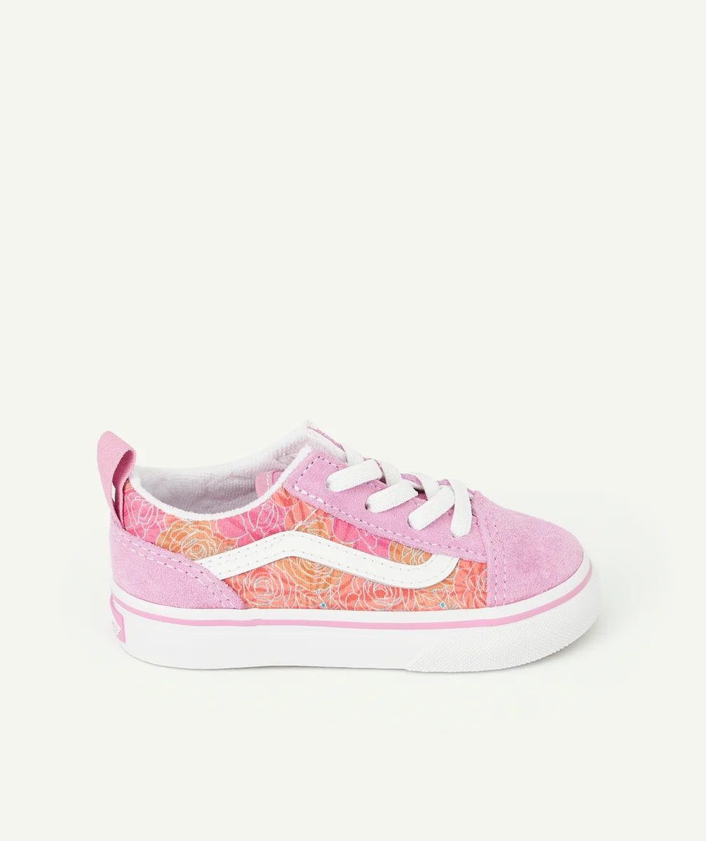 VANSBASKETS AUX LACETS ÉLASTIQUÉS BÉBÉ FILLE OLD SKOOL ROSES