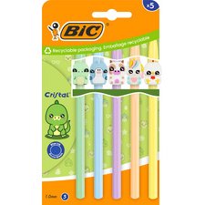 BIC Stylo à bille Cristal Pastel Figurines, blister de 5
