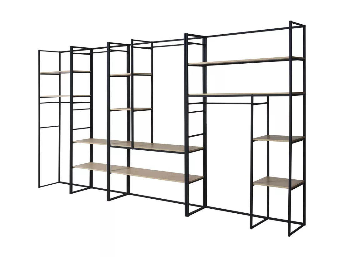 Portants vêtements bois et métal L380 x H200 cm ASHTON - Lot de 4