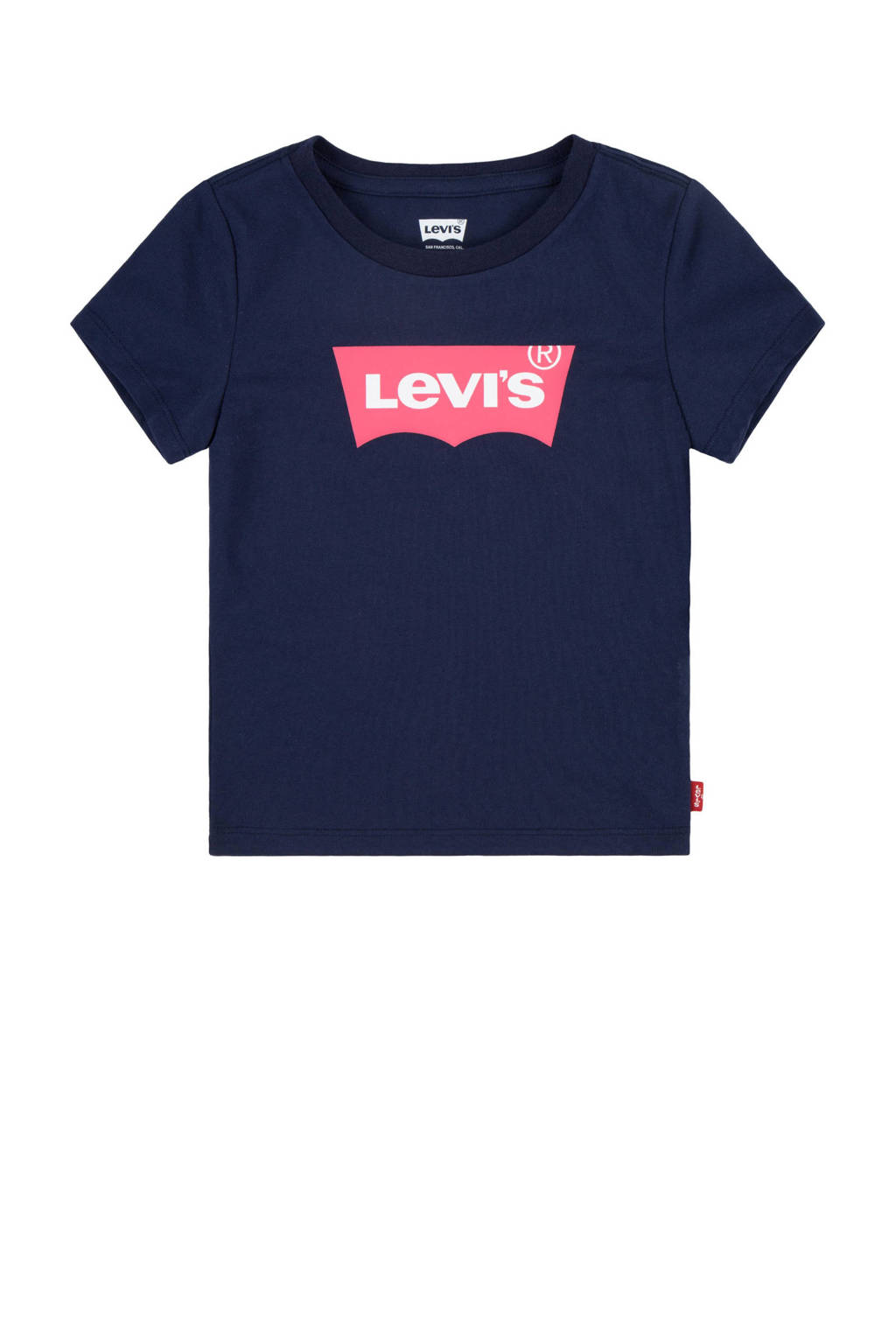 Levi's T-shirt BATWING met logo donkerblauw/roze