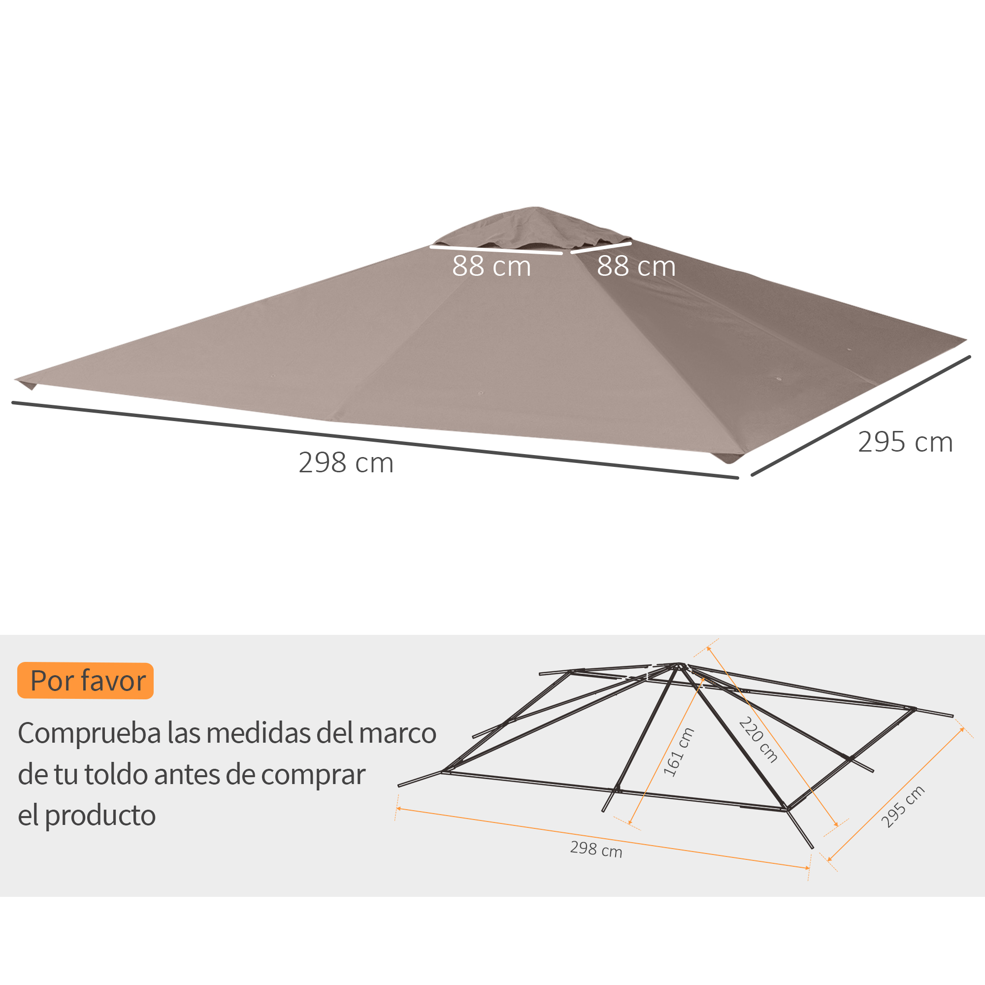 Capa de substituição para gazebo de jardim Outsunny