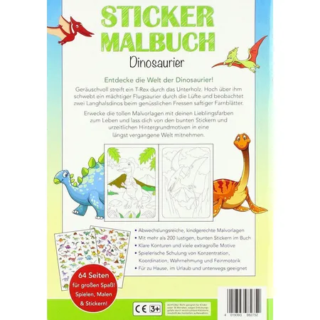 media Verlag Stickermalbuch: Dinosaurier