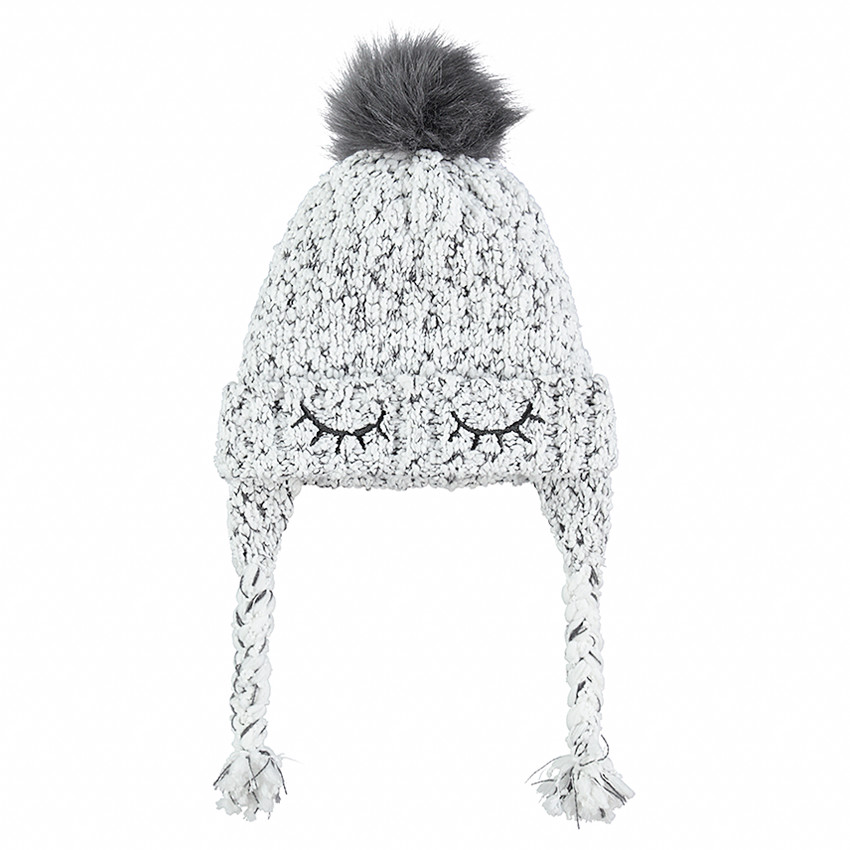 Bonnet péruvien en tricot avec détails brodés et pompon