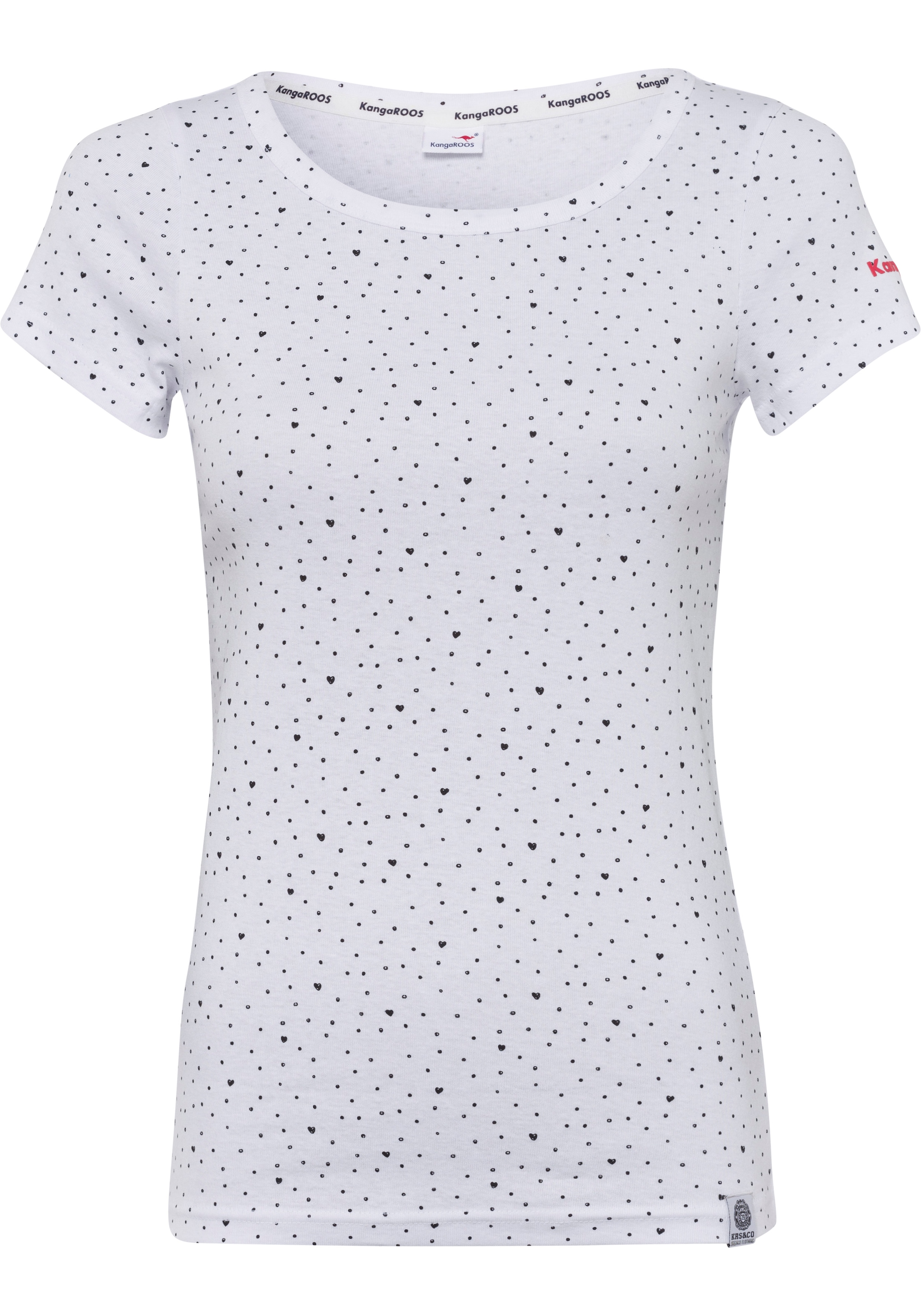KangaROOS T-Shirt , Kurzarm,  elastische Rippware,  mit Herz-Muster,  Rundhalsausschnitt
