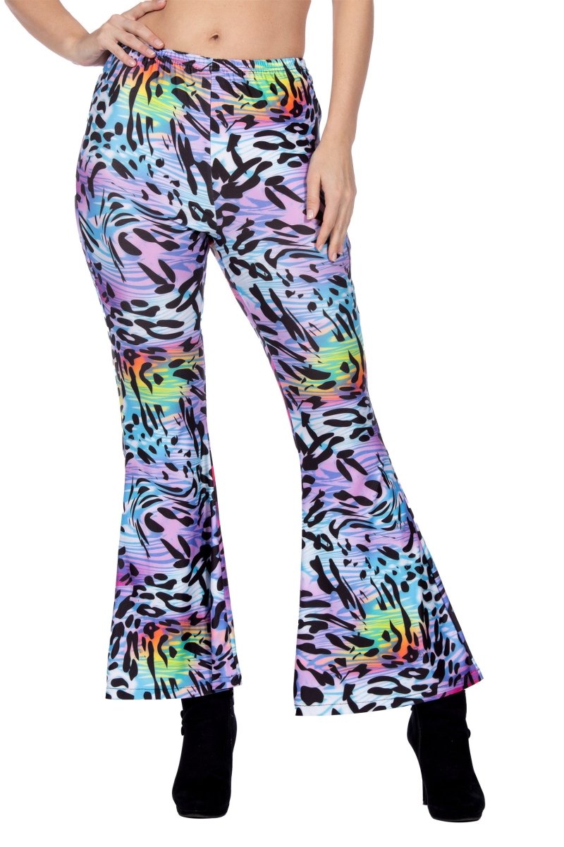 Hippie 60S Broek Paars Panterprint