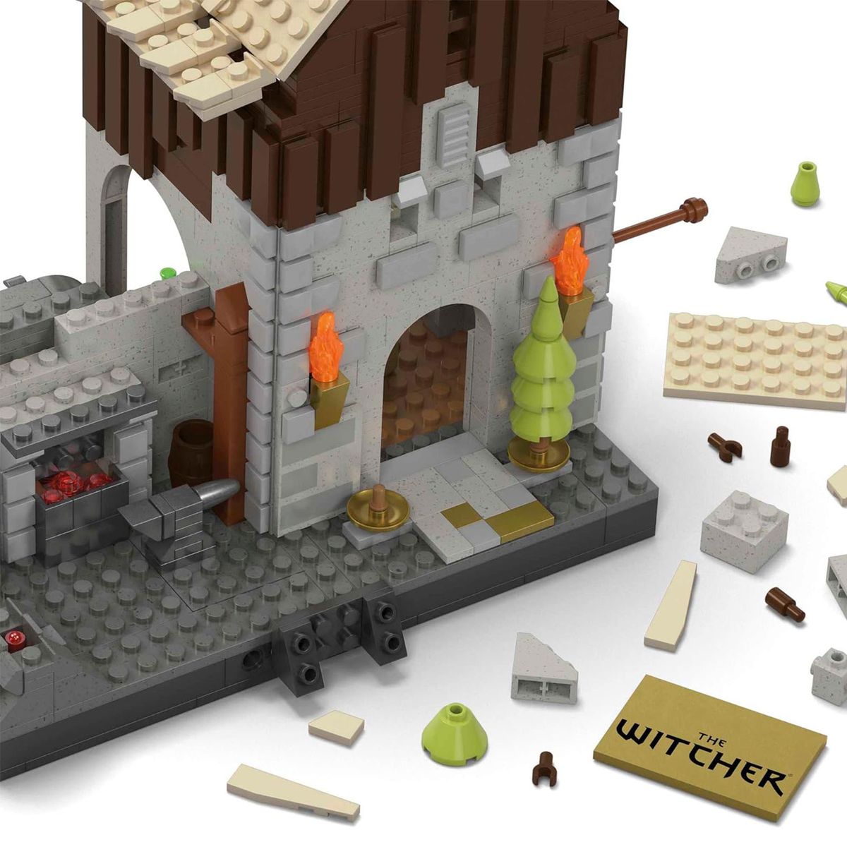 Mattel HDL28 - MEGA - The Witcher - Geralts Greifjagd Bauset mit LED-Lichtern, 1170 Teile