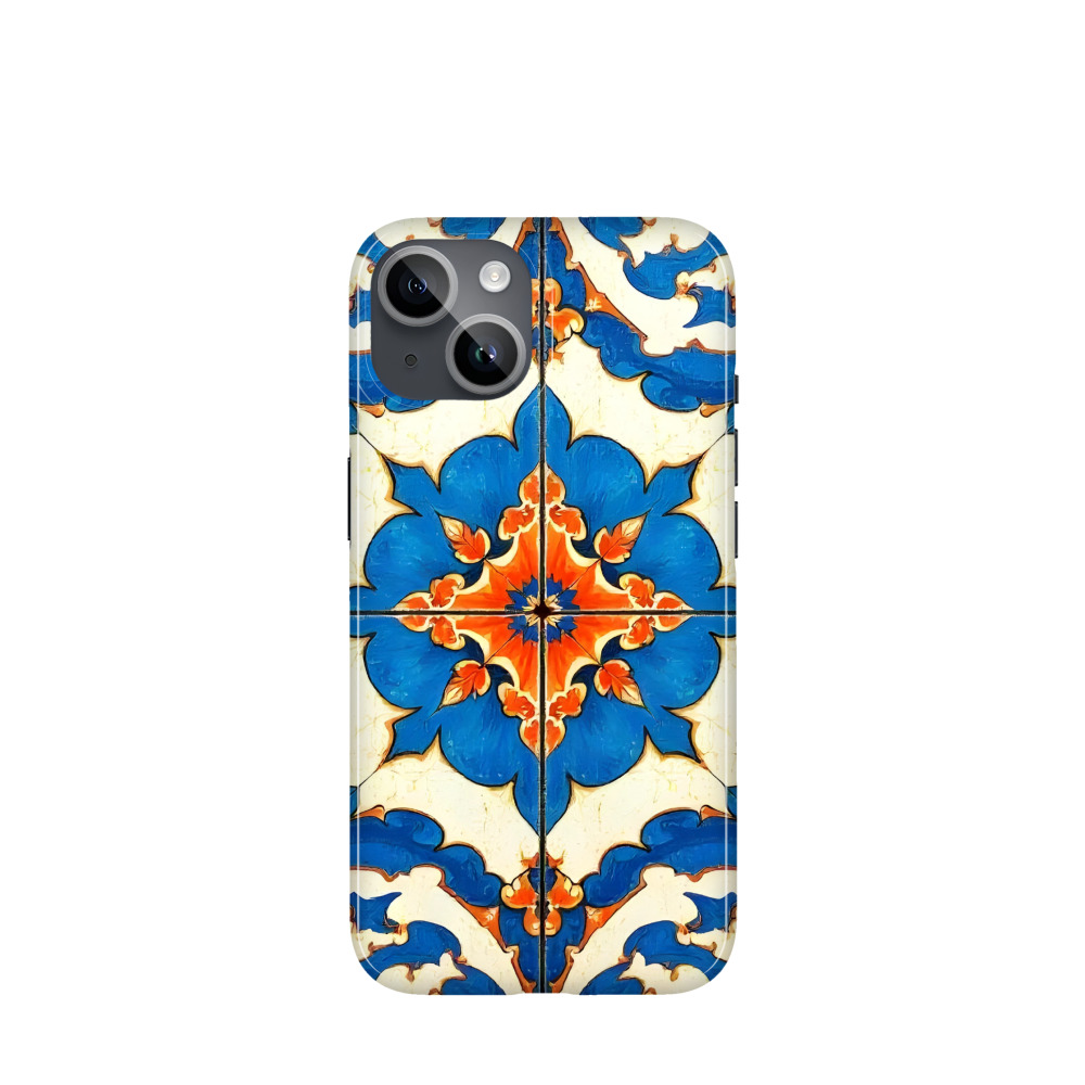 iPhone 14 Kunststoff Hülle Majolika Sonne & Meer - Blau