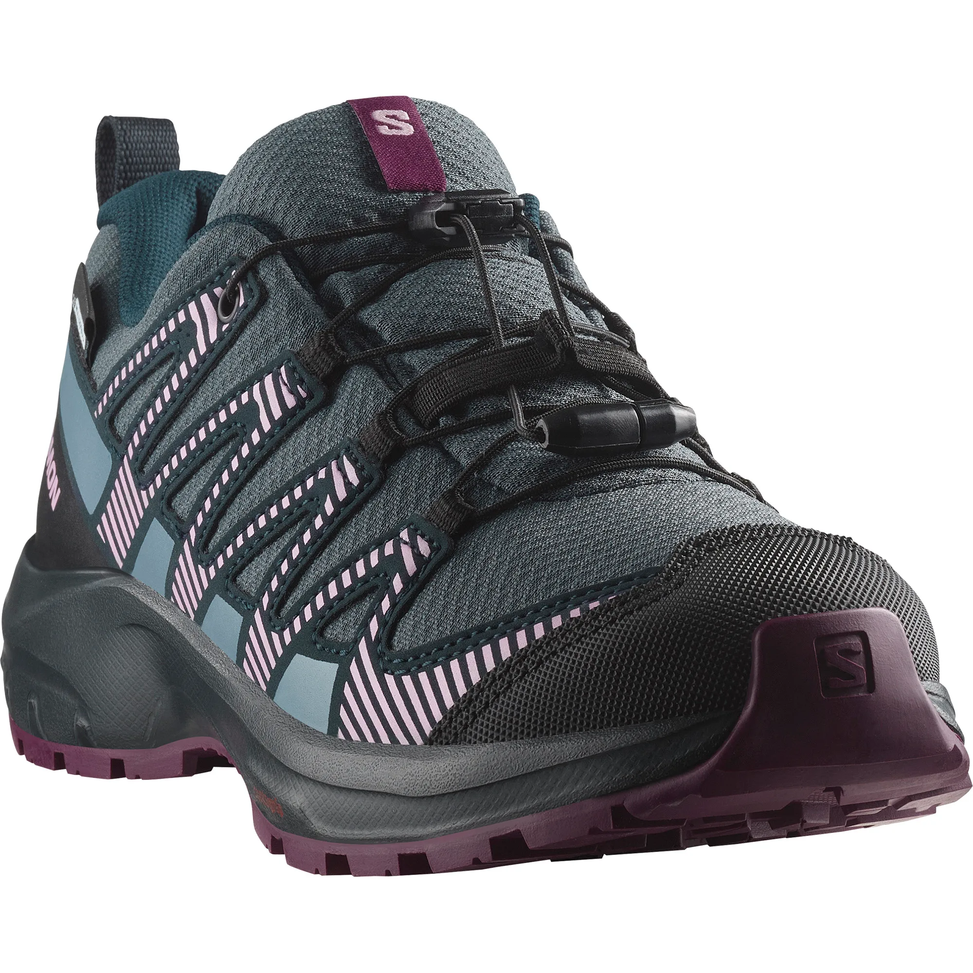 Salomon Juniors' XA Pro V8 ClimaSalomon Waterproof Neptune/Carbon/Plum Caspia