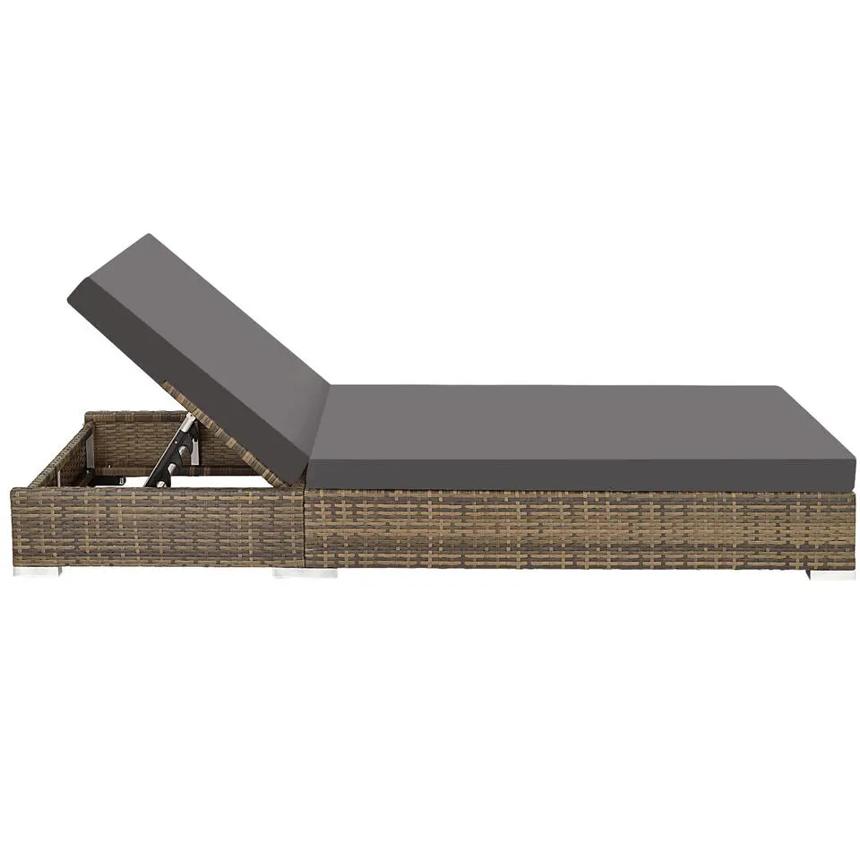 tectake 2 wicker ligbedden met aluminium frame en tafel, inclusief beschermhoes